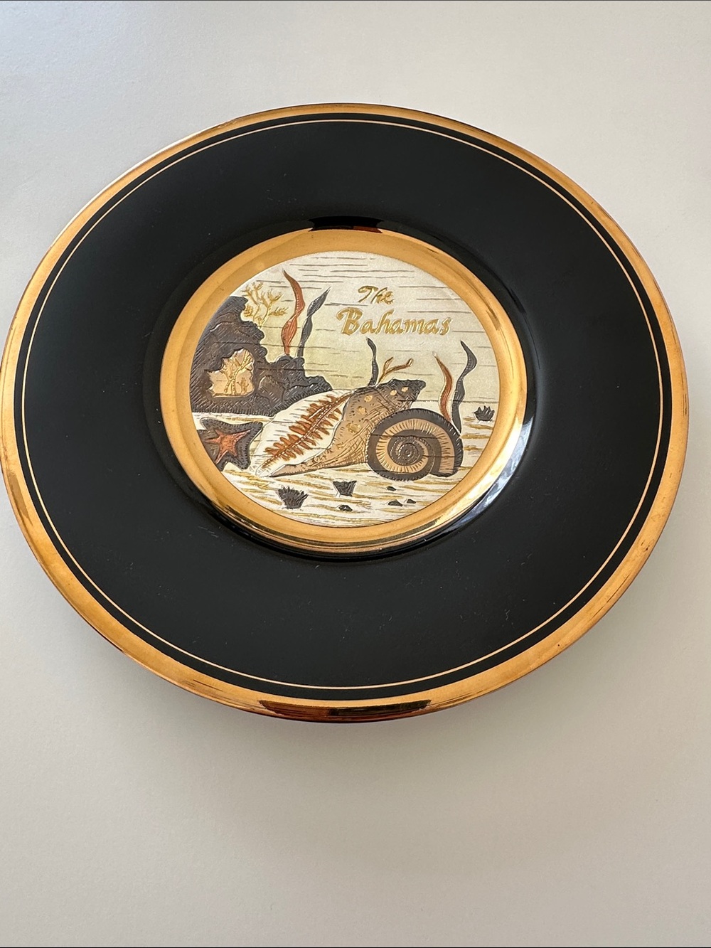 The Art Of Chokin Collector 24K Edged Rim Bahamas Decorative Plate Made In Japan